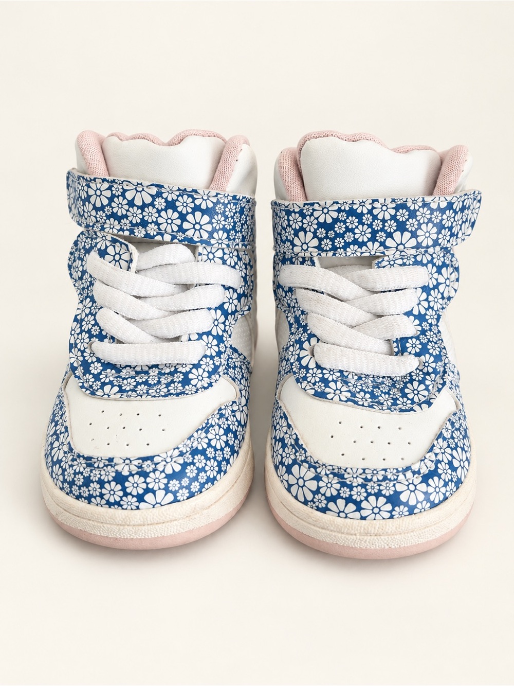 H&M Blue Floral High-Top Sneakers with White Accents